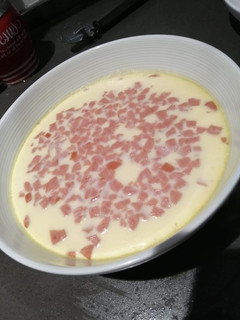 A picture of Steam egg with Ham.