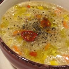 A picture of Herb Chicken Carrot Corn Soup.