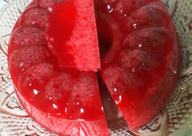 Resep Puding buah naga segar sederhana anti gagal, Lezat Sekali