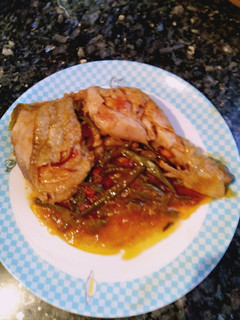 Una foto de Pollo con judías verdes en salsa
