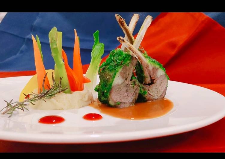 Easiest Way to Make Quick Herb Roasted Lamb Rack with Juslie, Ruby Reduction & Mash Potato