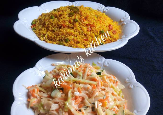 Fried rice with simple coleslaw