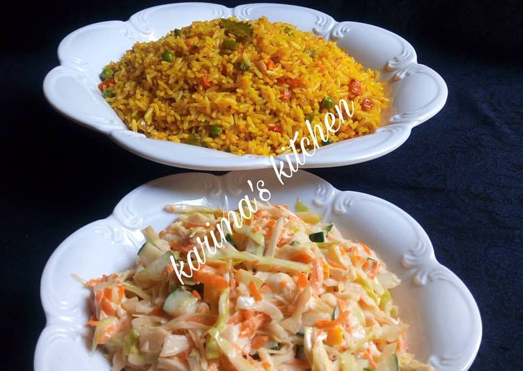 Steps to Prepare Super Quick Homemade Fried rice with simple coleslaw