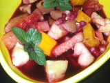 Fruit salad infused in sorrel (zobo) drink