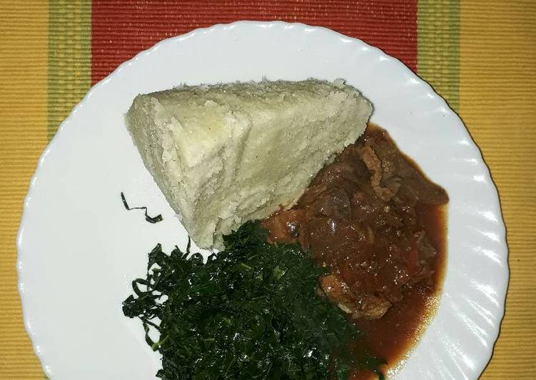 How to Make Quick Ugali,beef wet fry with kales
