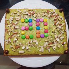 A picture of Badam pista Rava cake.