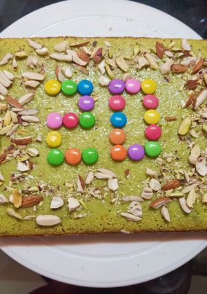 A picture of Badam pista Rava cake.