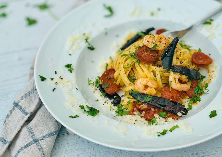 Steps to Make Favorite Prawns and Chorizo Pasta