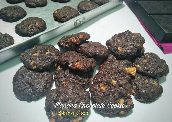 Banana chocolate cookies - eggless, no mixer