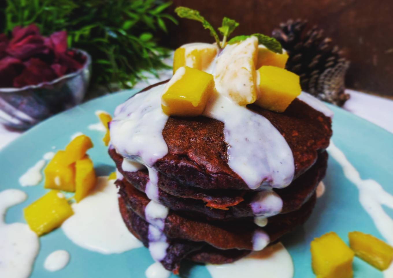 Pancakes with beets