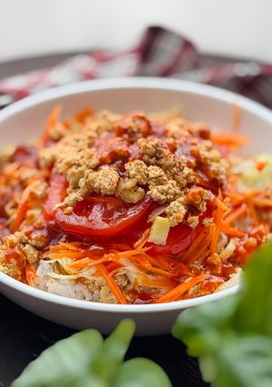 Hình của món 💚 Cơm Taco Okinawa Chay Với Đậu Hủ (Vegan).