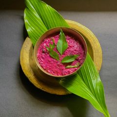 A picture of Beetroot Pachadi - Onam Sadya side dish.