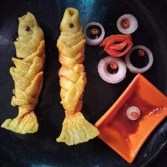 A picture of Jau ka atta fish shape samosa.