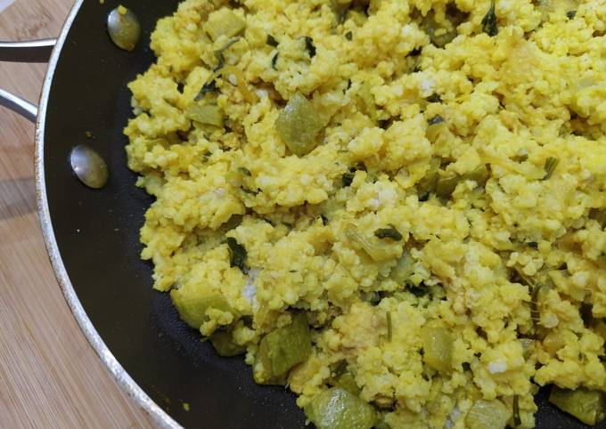 Пшенная каша с жареными кабачками