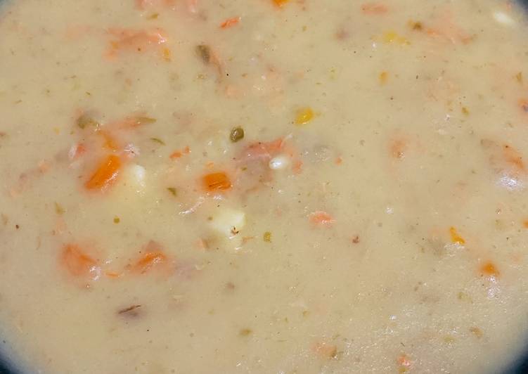 Cara memasak Salmon Creamy Soup gurih