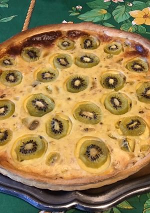 Une photo de Tarte kiwis et banane (pâte brisée épeautre et clémentines)