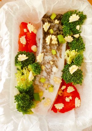 田園花椰菜烤鱸魚 的食譜成品照片