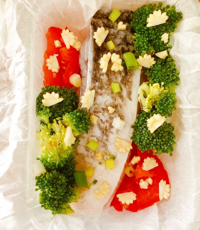 田園花椰菜烤鱸魚 的食譜成品照片