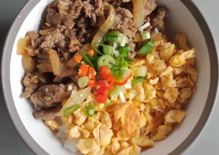 Rice bowl beef teriyaki with telur orak arik