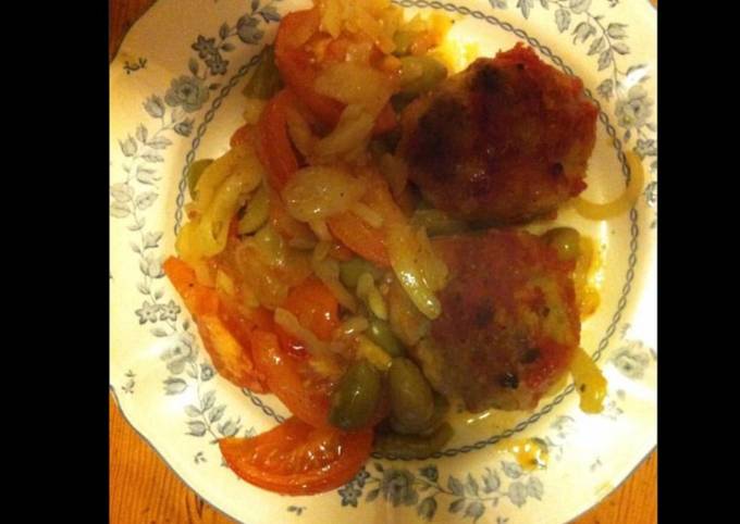 Galettes de veau aux oignons olives et tomates