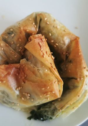 Une photo de Escargot pâte filo feta épinards à l'air fryer