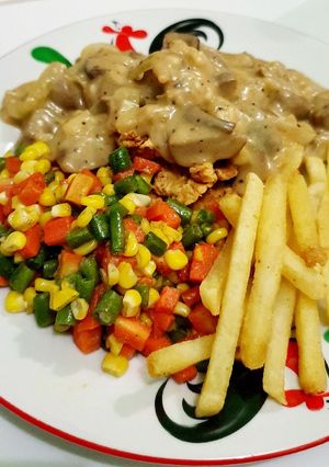 Foto resep Steak Ayam saos Jamur ala Tin