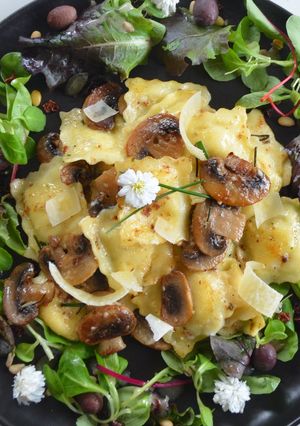 Une photo de Raviolis 4 fromages aux champignons