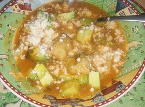 Una foto de Sopa de bolitas de masa.