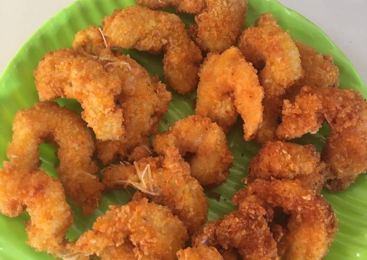 Udang goreng di balut tepung roti otw gosong ???