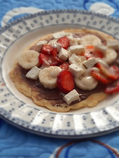 A picture of Strawberry and banana crepes.