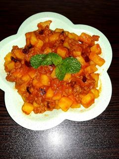 عکسی از دستور خوراک گوشت چرخ کرده و سیب زمینی