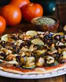 Pizza de setas, calabacín y queso Gamoneu