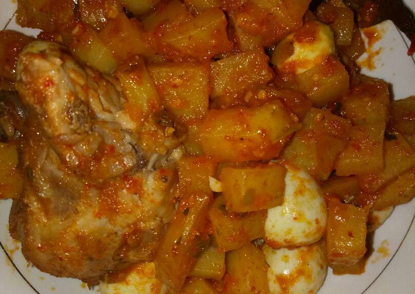 Balado kentang daun jeruk