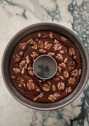 Une photo de Gâteau au potiron et noix