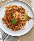 Espagueti de arroz boloñesa DMA fase 1 sin grasas añadidas en Thermomix