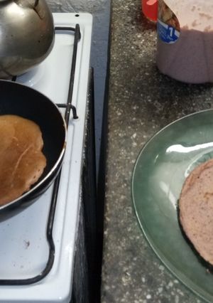 Una foto de Panqueques de avena y arándanos #sinharina