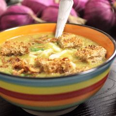 A picture of French Onion Soup - Indian Fusion Style.