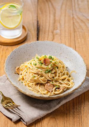 Foto resep Creamy garlic sausage pasta