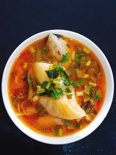 Hình của món Canh măng chua cá Hồi.