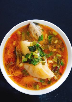 Hình của món Canh măng chua cá Hồi.