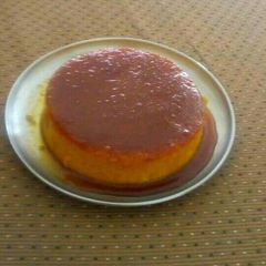 A picture of Eggless caramel bread custard pudding.