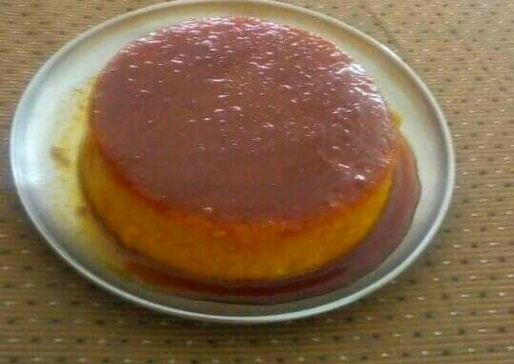 Eggless caramel bread custard pudding Eggless caramel bread custard pudding