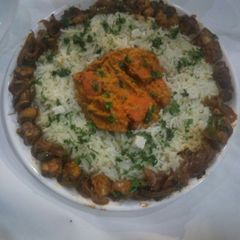 A picture of Soya chaap and rice.