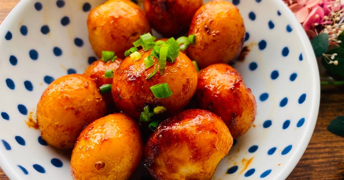 Sweet Soy Sauce New Potato Recipe by Aunty Eiko's international cuisine