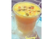 A picture of cardamom saffron lassi