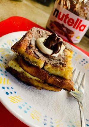 A picture of Banana Nutella french toast.