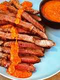 Grilled Wagyu Sirloin Tip Steak with Peri Peri Sauce