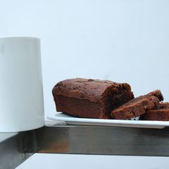Dark chocolate cake(served warm) A picture of Dark chocolate cake(served warm).