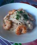 Spaghetti con camarones