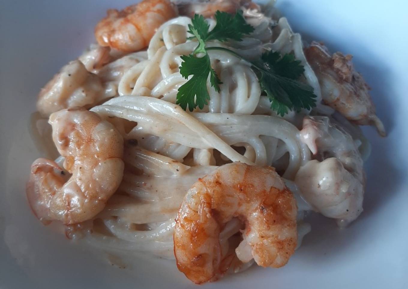 Spaghetti con camarones
